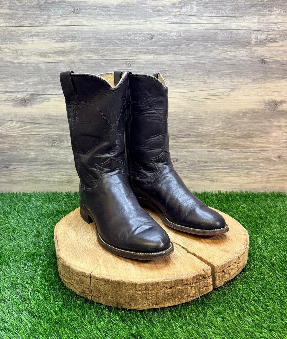 Justin Men - Size 7.5D - Black Roper Cowboy Boots 3133